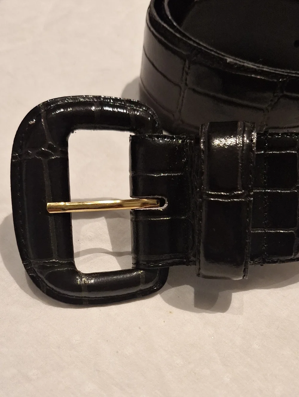 Worthington Vintage Black Croc-Embossed Leather Women's Belt